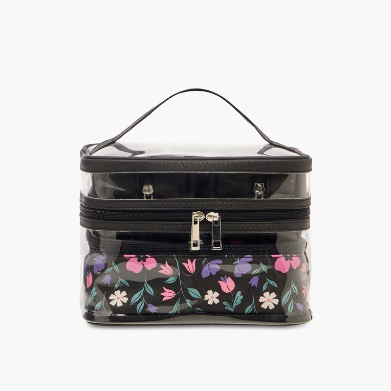 لايف ستايل 4-Piece Floral Cosmetic Pouch Set for Women